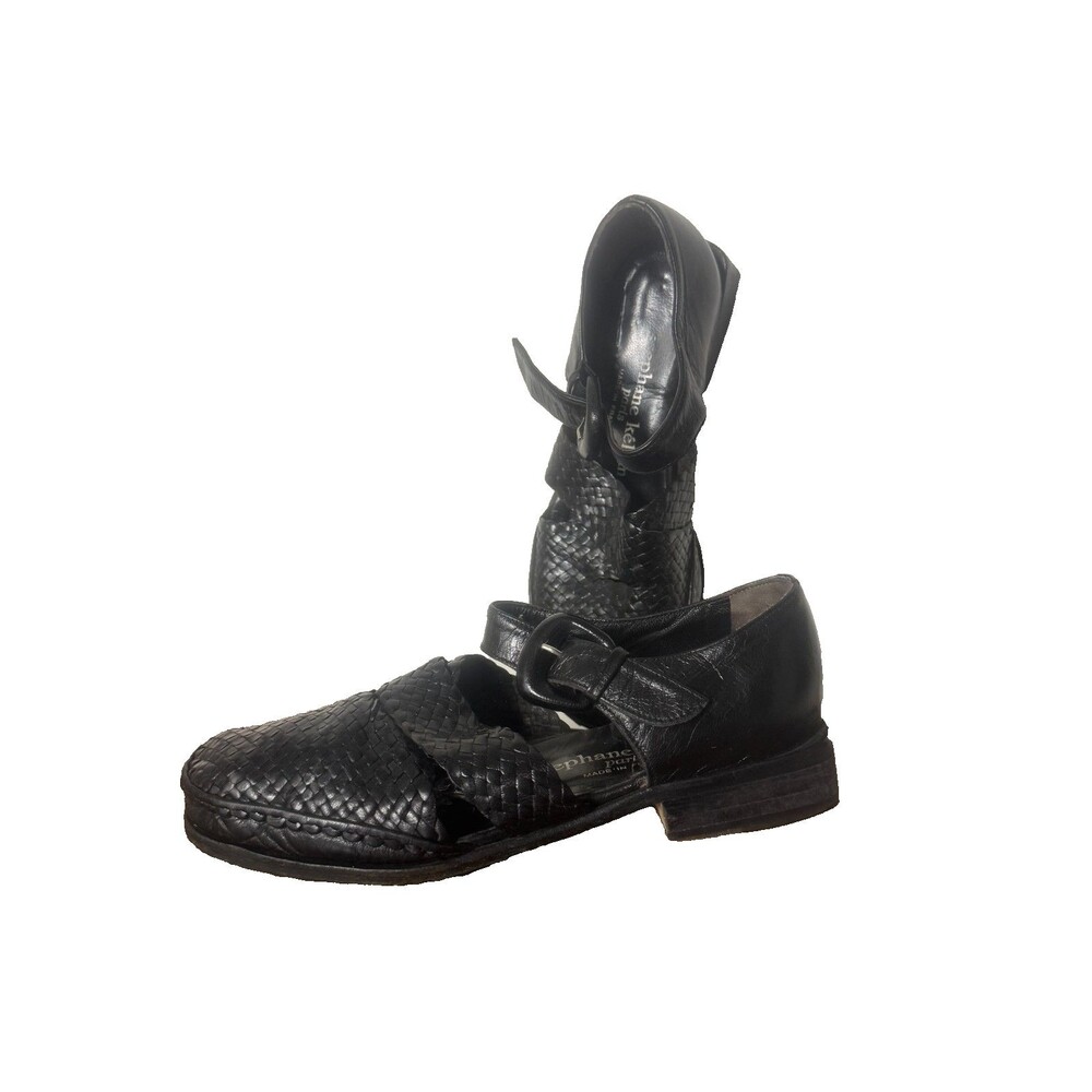 Vintage Stephane Kelian Paris Woven Leather Mary Jane Flats Black 6.5B France